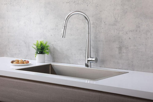 Elegant Furniture & Lighting - Lucas Single Handle Pull Down Sprayer Kitchen Faucet in Chrome - FAK-301PCH veiw 2