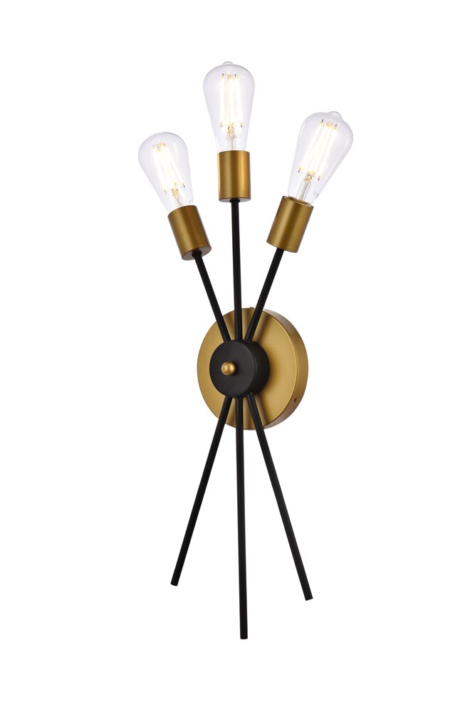 Elegant Furniture & Lighting - Lucca 11 inch bath sconce in black and brass - LD640W10BRK veiw 1