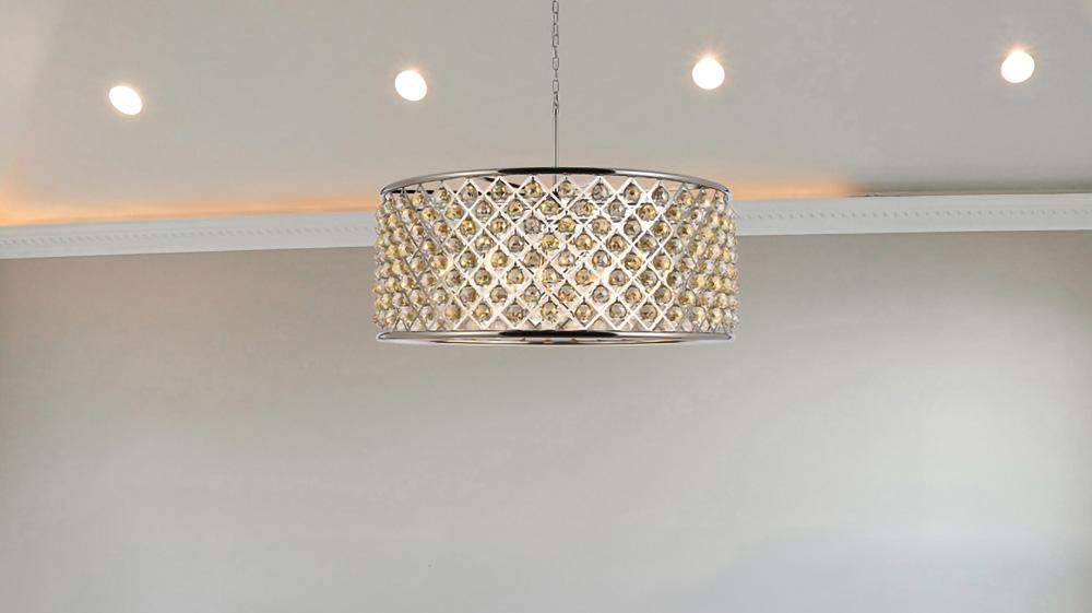 Elegant Furniture & Lighting - Madison 10 light polished Nickel Chandelier Golden Teak (Smoky) Royal Cut Crystal - 1214G43PN-GT/RC veiw 1