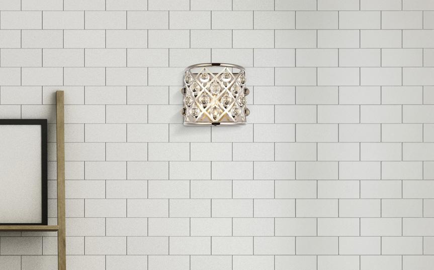 Elegant Furniture & Lighting - Madison 1 light polished Nickel Wall Sconce Clear Royal Cut Crystal - 1213W11PN/RC veiw 1