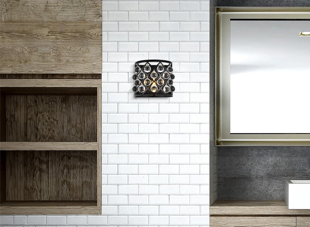 Elegant Furniture & Lighting - Madison 1 light Matte Black Wall Sconce Clear Royal Cut Crystal - 1214W11MB/RC veiw 1