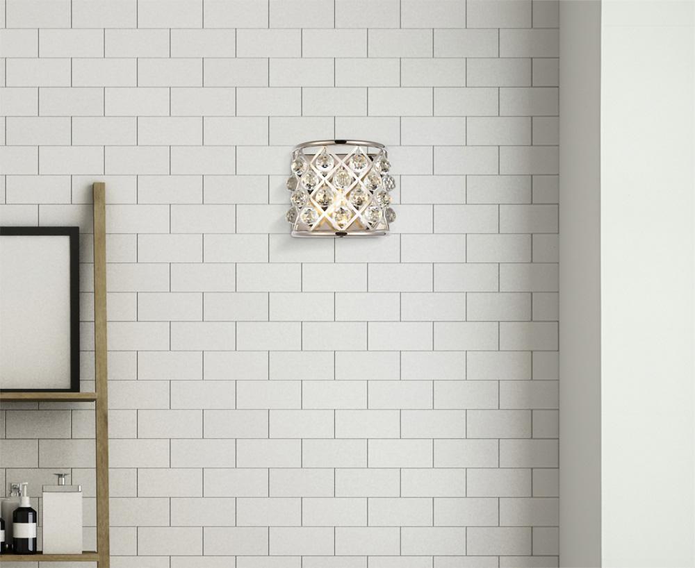 Elegant Furniture & Lighting - Madison 1 light polished Nickel Wall Sconce Clear Royal Cut Crystal - 1214W11PN/RC veiw 1