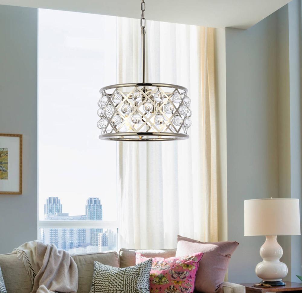 Elegant Furniture & Lighting - Madison 4 light polished Nickel Pendant Clear Royal Cut Crystal - 1213D16PN/RC veiw 1