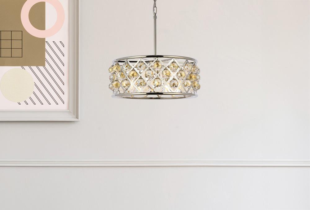 Elegant Furniture & Lighting - Madison 5 light polished Nickel Chandelier Golden Teak (Smoky) Royal Cut Crystal - 1214D20PN-GT/RC veiw 1