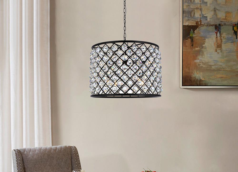 Elegant Furniture & Lighting - Madison 8 light Matte Black Chandelier Clear Royal Cut Crystal - 1206D27MB/RC veiw 1