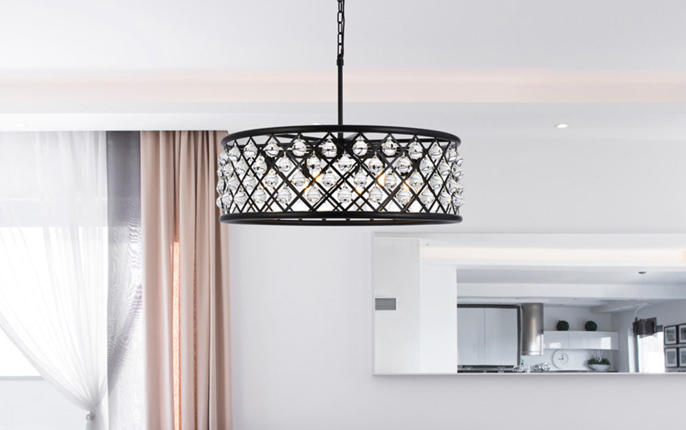 Elegant Furniture & Lighting - Madison 8 light Matte Black Chandelier Clear Royal Cut Crystal - 1213D32MB/RC