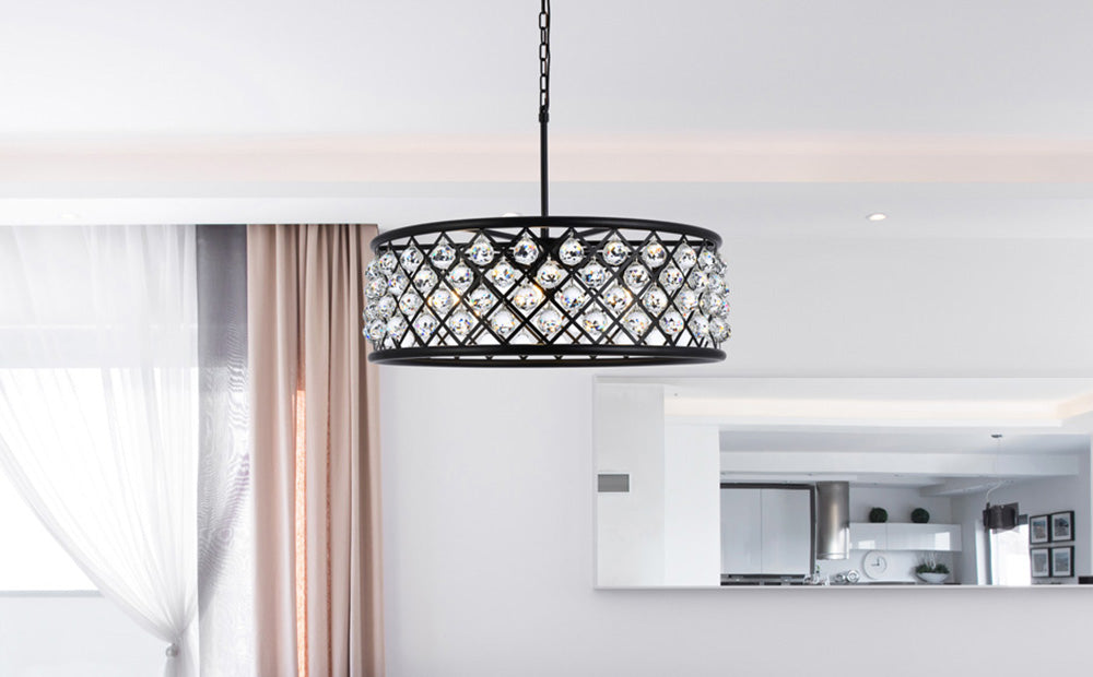 Elegant Furniture & Lighting - Madison 8 light Matte Black Chandelier Clear Royal Cut Crystal - 1214D32MB/RC