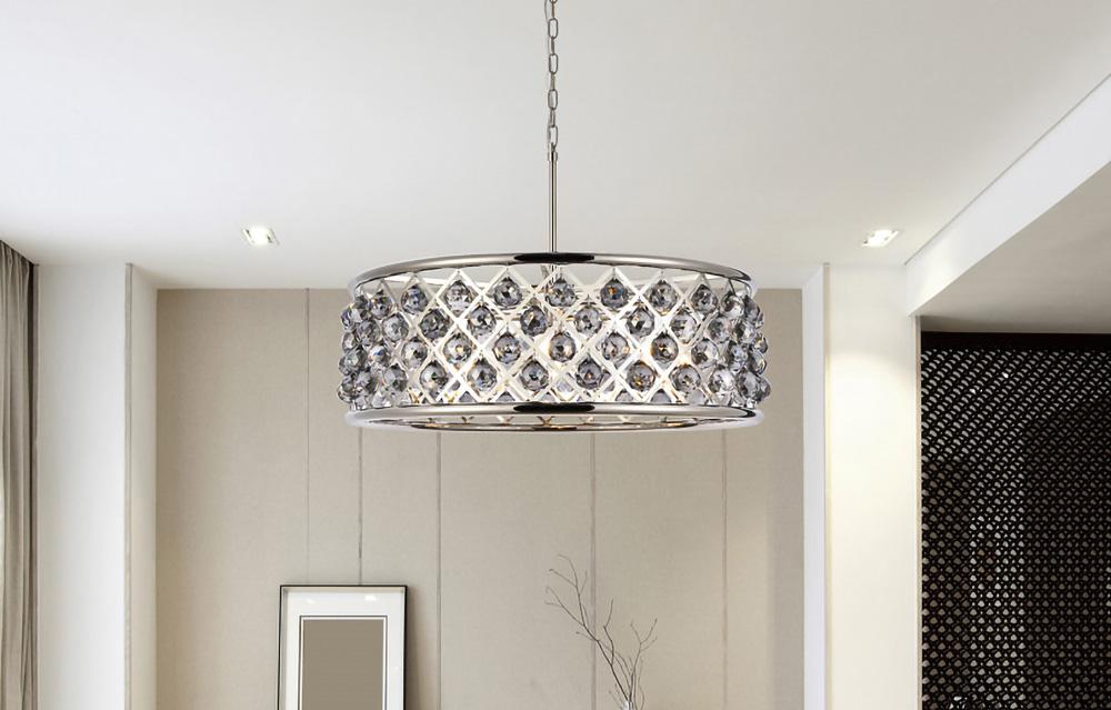 Elegant Furniture & Lighting - Madison 8 light polished Nickel Chandelier Silver Shade (Grey) Royal Cut Crystal - 1214D32PN-SS/RC veiw 1