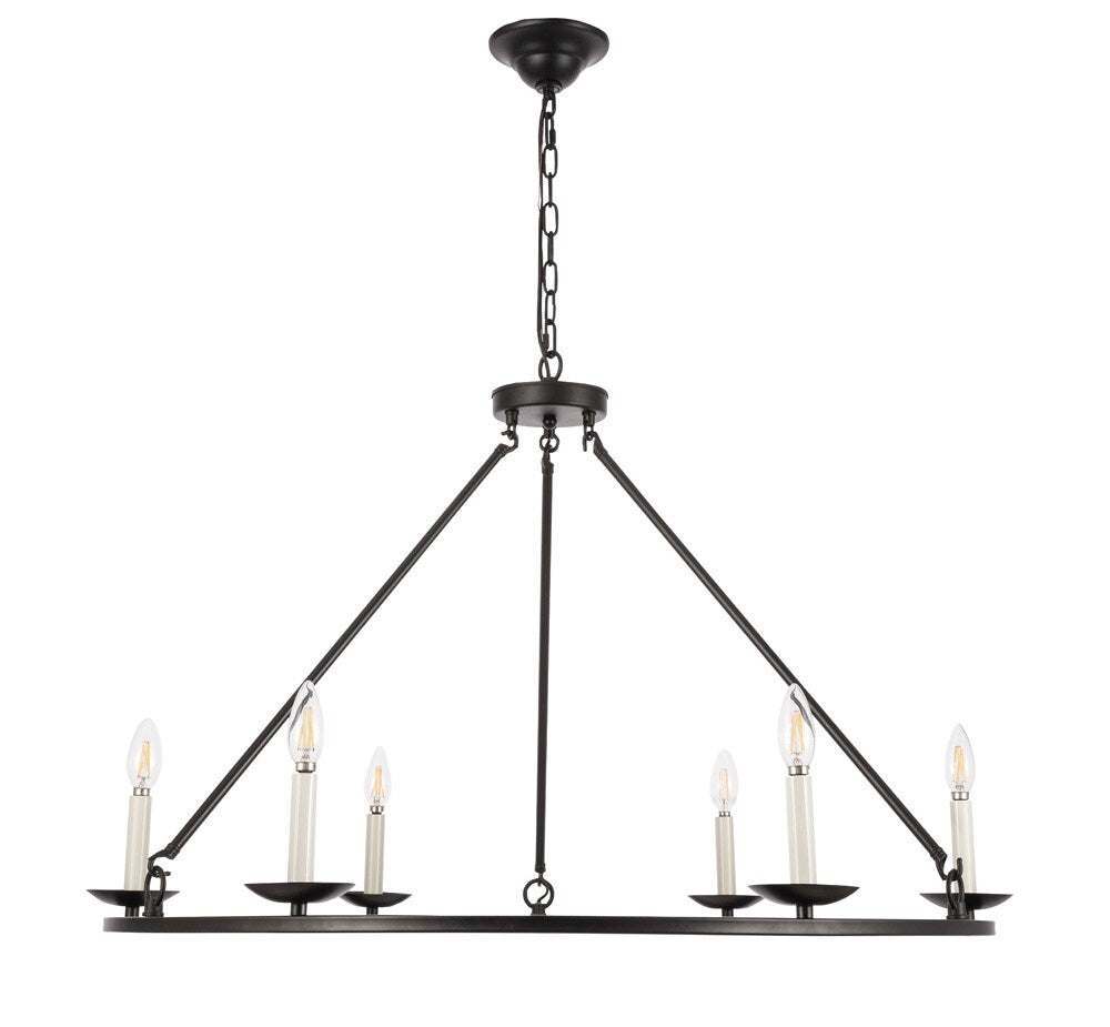 Elegant Furniture & Lighting - Maine 6 light Black chandelier - LD6010D36BK veiw 1