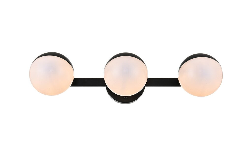 Elegant Furniture & Lighting - Majesty 3 light Black and frosted white Bath Sconce - LD7305W21BLK veiw 1