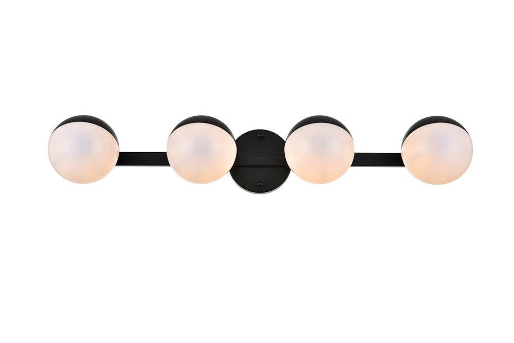 Elegant Furniture & Lighting - Majesty 4 light Black and frosted white Bath Sconce - LD7305W29BLK veiw 1