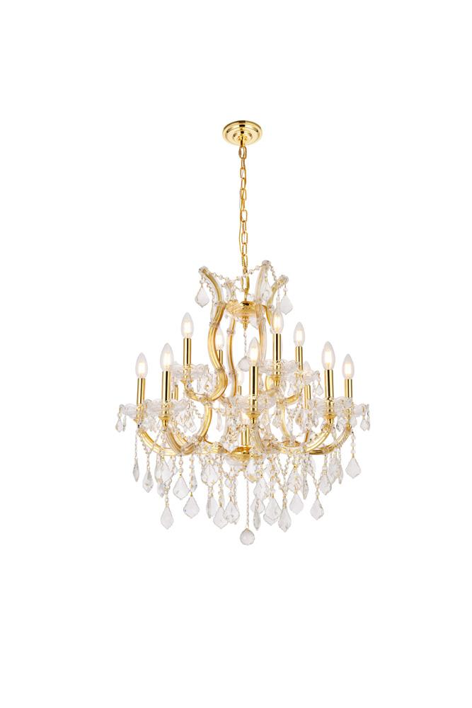Elegant Furniture & Lighting - Maria Theresa 13 light Gold Chandelier Clear Royal Cut Crystal - 2800D27G/RC veiw 1