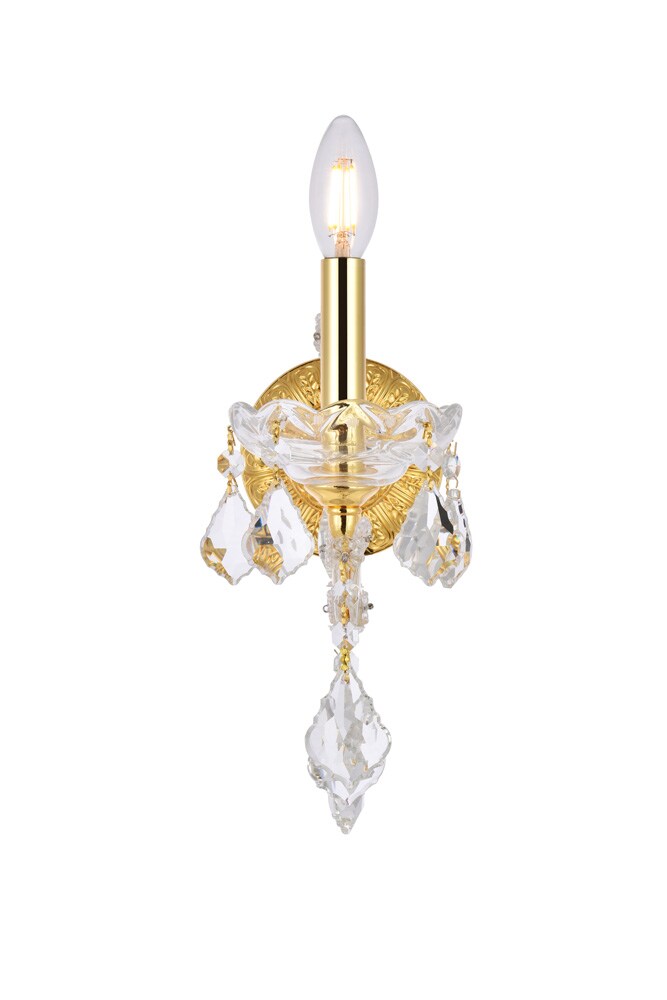 Elegant Furniture & Lighting - Maria Theresa 1 light Gold Wall Sconce Clear Royal Cut Crystal - 2800W1G/RC veiw 1