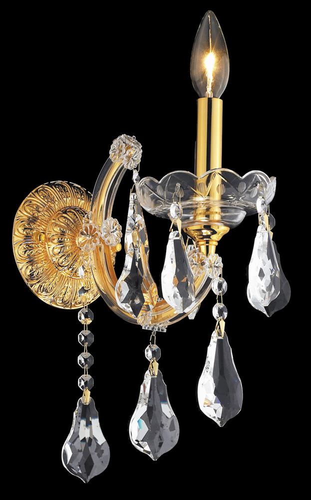 Elegant Furniture & Lighting - Maria Theresa 1 light Gold Wall Sconce Clear Royal Cut Crystal - 2801W1G/RC veiw 1