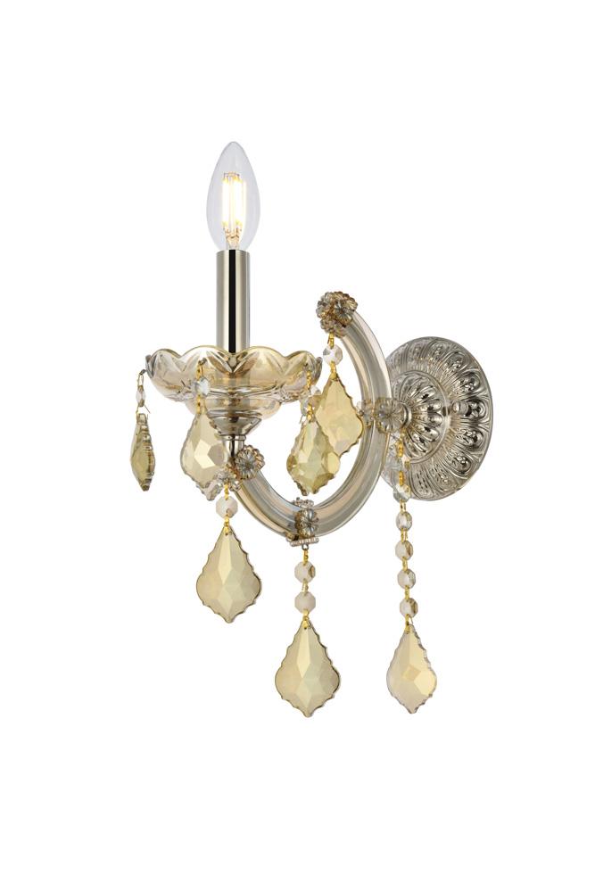 Elegant Furniture & Lighting - Maria Theresa 1 light Golden Teak Wall Sconce Golden Teak (Smoky) Royal Cut Crystal - 2800W1GT-GT/RC veiw 1
