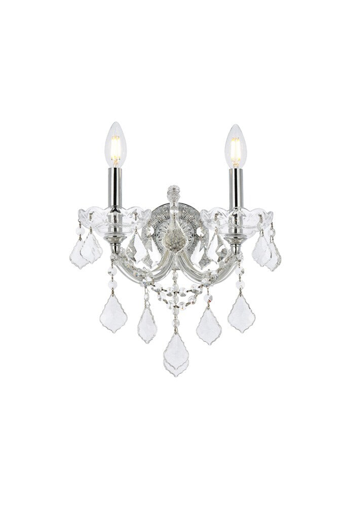 Elegant Furniture & Lighting - Maria Theresa 2 light Chrome Wall Sconce Clear Royal Cut Crystal - 2800W2C/RC veiw 1