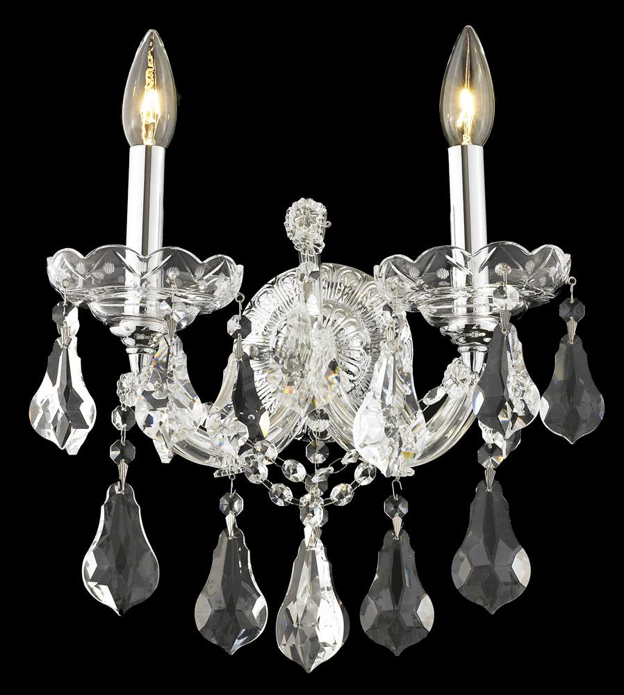 Elegant Furniture & Lighting - Maria Theresa 2 light Chrome Wall Sconce Clear Royal Cut Crystal - 2801W2C/RC veiw 1