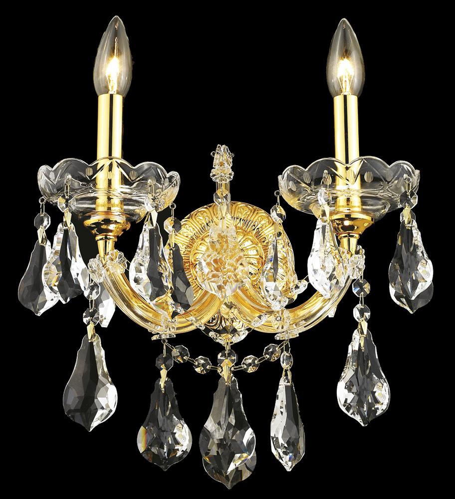 Elegant Furniture & Lighting - Maria Theresa 2 light Gold Wall Sconce Clear Royal Cut Crystal - 2801W2G/RC veiw 1