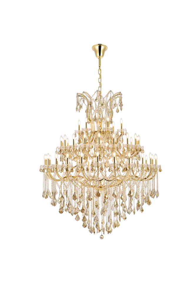 Elegant Furniture & Lighting - Maria Theresa 49 light Gold Chandelier Golden Teak (Smoky) Royal Cut Crystal - 2800G60G-GT/RC veiw 1