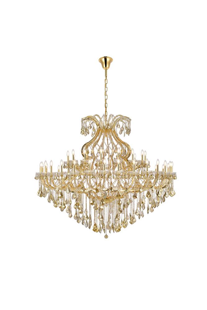 Elegant Furniture & Lighting - Maria Theresa 49 light Gold Chandelier Golden Teak (Smoky) Royal Cut Crystal - 2800G72G-GT/RC veiw 1