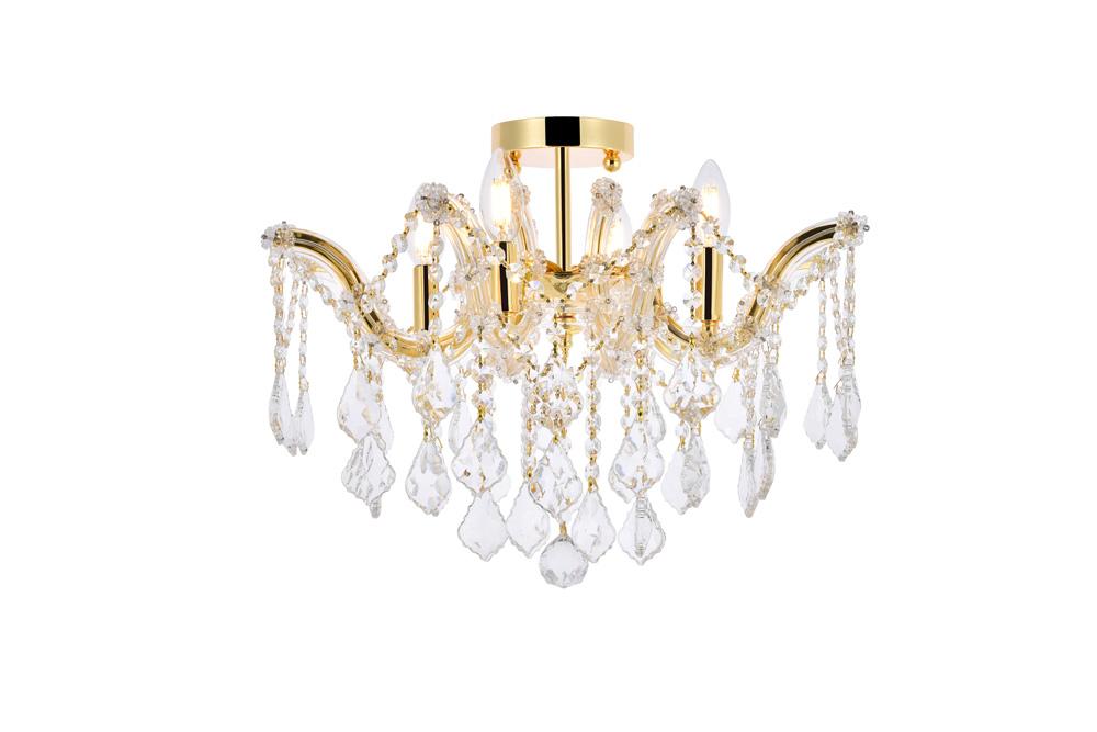 Elegant Furniture & Lighting - Maria Theresa 4 light Gold Flush Mount Clear Royal Cut Crystal - 2800F18G/RC veiw 1
