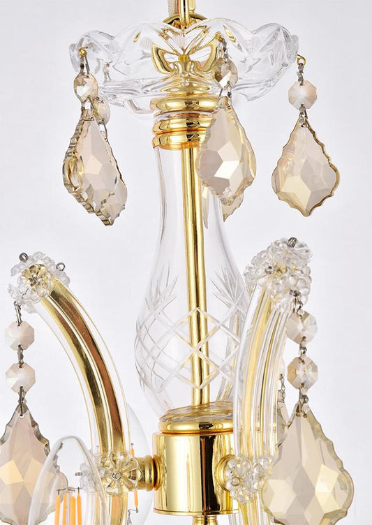 Elegant Furniture & Lighting - Maria Theresa 4 light Gold Pendant Golden Teak (Smoky) Royal Cut Crystal - 2800D12G-GT/RC veiw 2