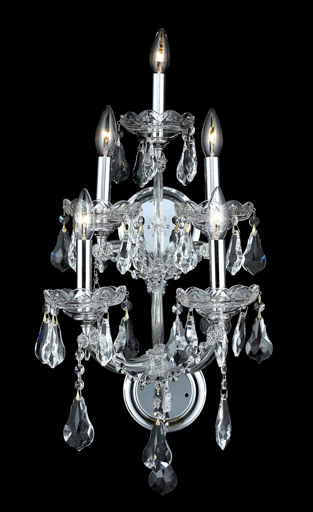 Elegant Furniture & Lighting - Maria Theresa 5 light Chrome Wall Sconce Clear Royal Cut Crystal - 2801W5C/RC veiw 1