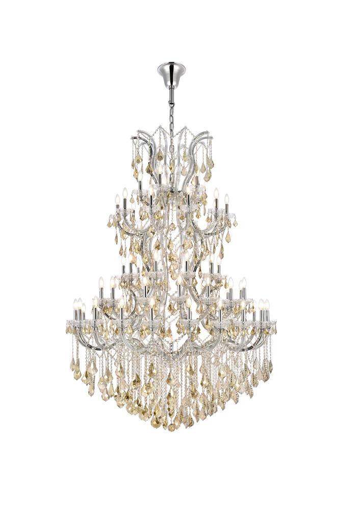Elegant Furniture & Lighting - Maria Theresa 61 light Chrome Chandelier Golden Teak (Smoky) Royal Cut Crystal - 2800G54C-GT/RC veiw 1