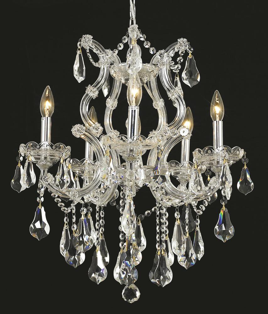 Elegant Furniture & Lighting - Maria Theresa 6 light Chrome Chandelier Clear Royal Cut Crystal - 2801D20C/RC veiw 1