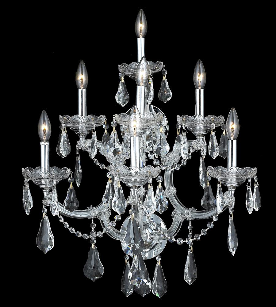 Elegant Furniture & Lighting - Maria Theresa 7 light Chrome Wall Sconce Clear Royal Cut Crystal - 2801W7C/RC veiw 1