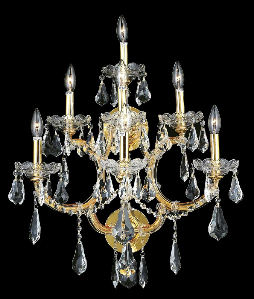 Elegant Furniture & Lighting - Maria Theresa 7 light Gold Wall Sconce Clear Royal Cut Crystal - 2801W7G/RC veiw 1