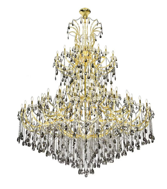 Elegant Furniture & Lighting - Maria Theresa 84 light Gold Chandelier with Silver Shade tear drop crystalsSilver Shade (Grey) Royal Cut Crystal - 2803G120G-SS/RC veiw 2