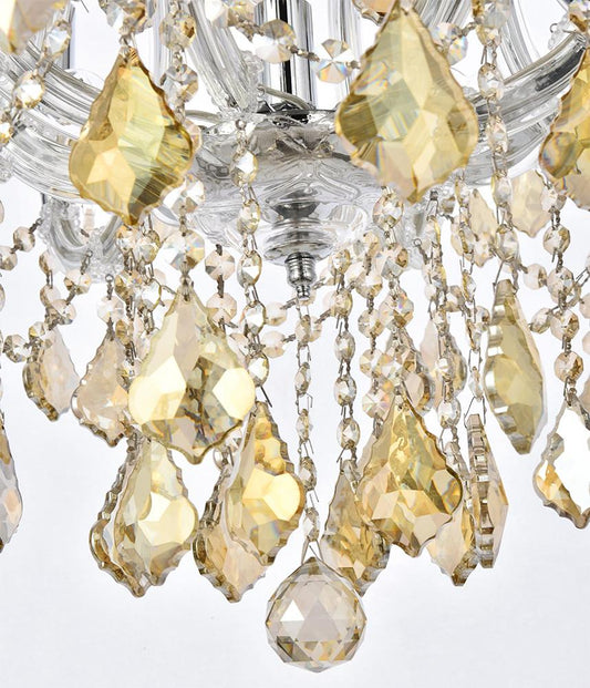 Elegant Furniture & Lighting - Maria Theresa 9 light Chrome Chandelier Golden Teak (Smoky) Royal Cut Crystal - 2800D26C-GT/RC veiw 2