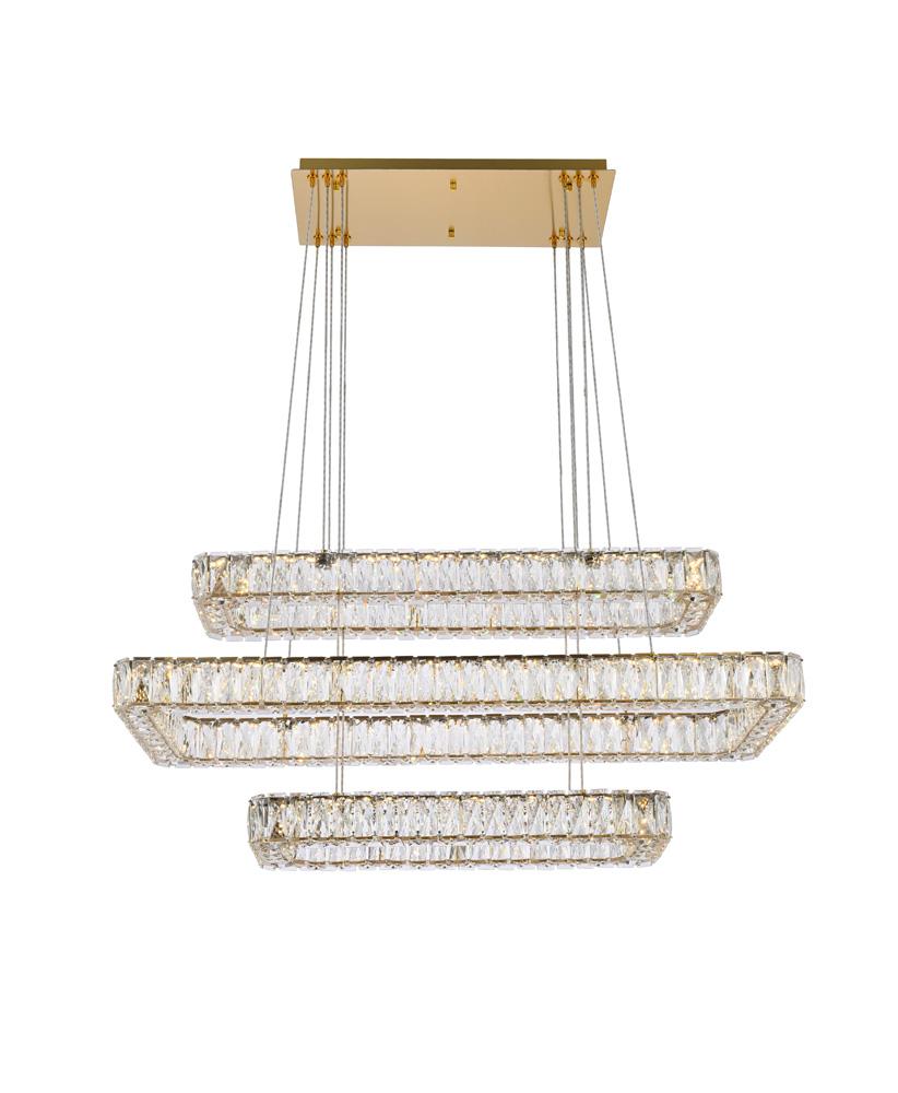 Elegant Furniture & Lighting - Monroe 42 inch LED triple rectangle pendant in gold - 3504G42L3G veiw 1