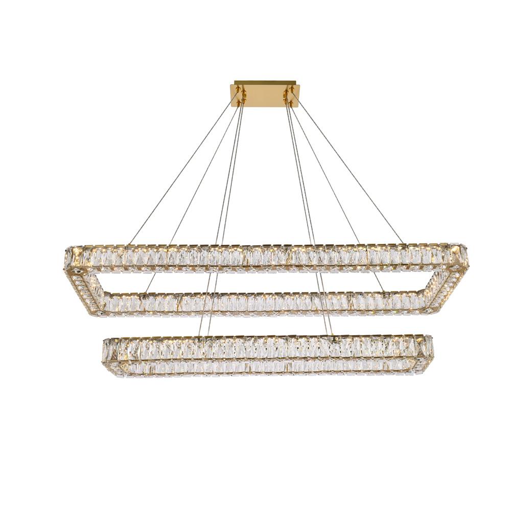 Elegant Furniture & Lighting - Monroe 50 inch LED double rectangle pendant in gold - 3504G50L2G veiw 1