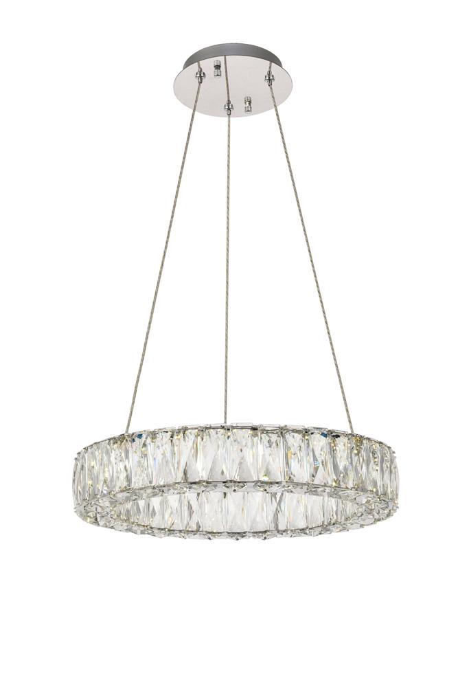 Elegant Furniture & Lighting - Monroe Integrated LED chip light Chrome Pendant Clear Royal Cut Crystal - 3503D17C veiw 1