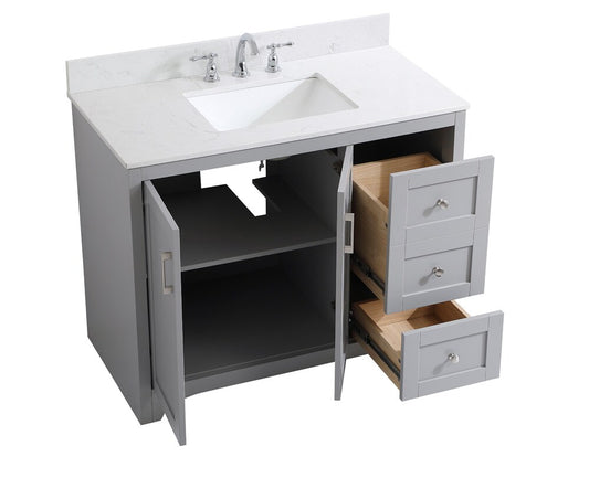 Elegant Furniture & Lighting - Moore 42 inch Single Bathroom Vanity in Grey with Backsplash - VF17042GR-BS veiw 3
