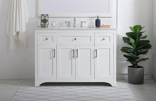 Elegant Furniture & Lighting - Moore 48 inch Single Bathroom Vanity in White with Backsplash - VF17048WH-BS veiw 2