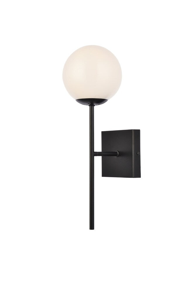 Elegant Furniture & Lighting - Neri 1 light black and white glass wall sconce - LD2360BK veiw 1