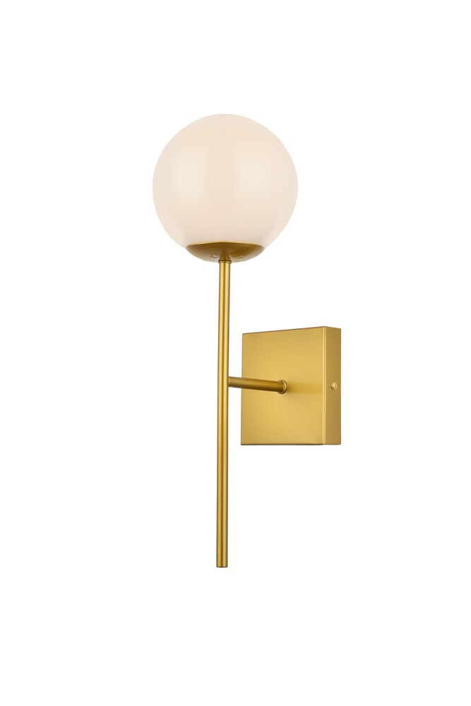 Elegant Furniture & Lighting - Neri 1 light brass and white glass wall sconce - LD2360BR veiw 1