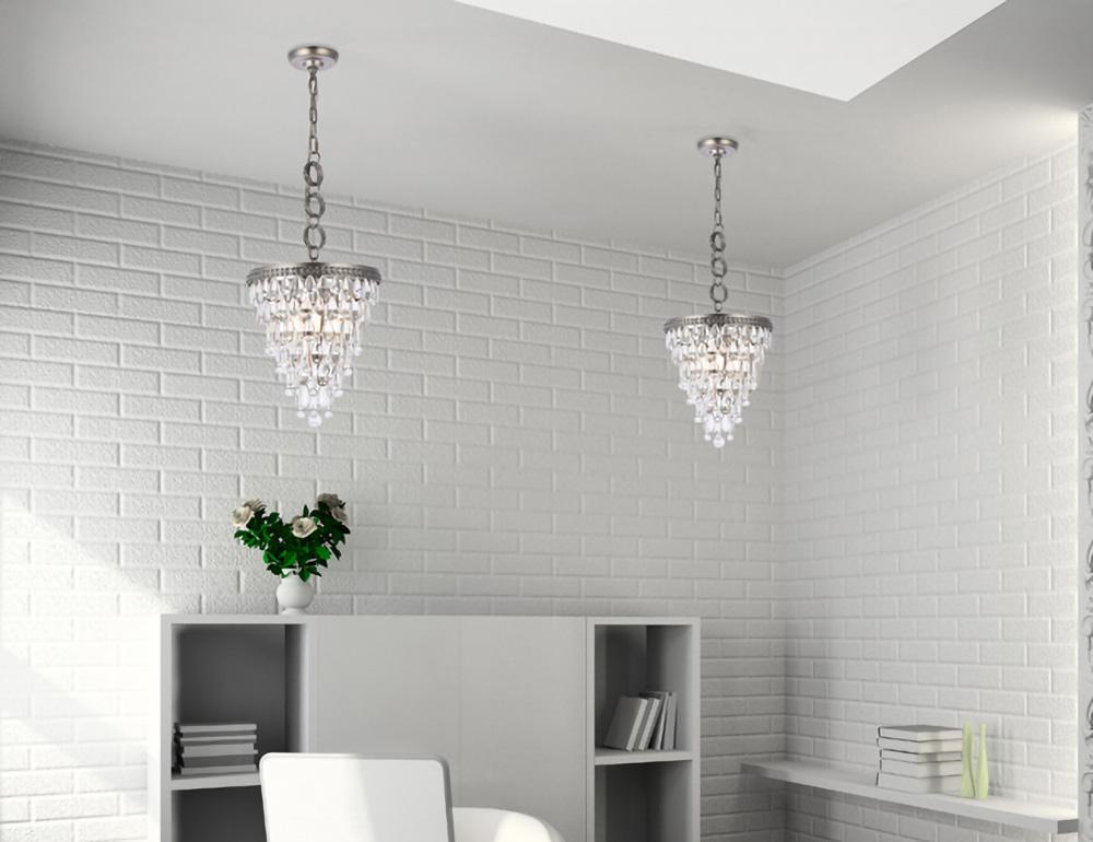 Elegant Furniture & Lighting - Nordic 3 light antique silver Pendant Clear Royal Cut Crystal - 1219D13AS/RC veiw 1
