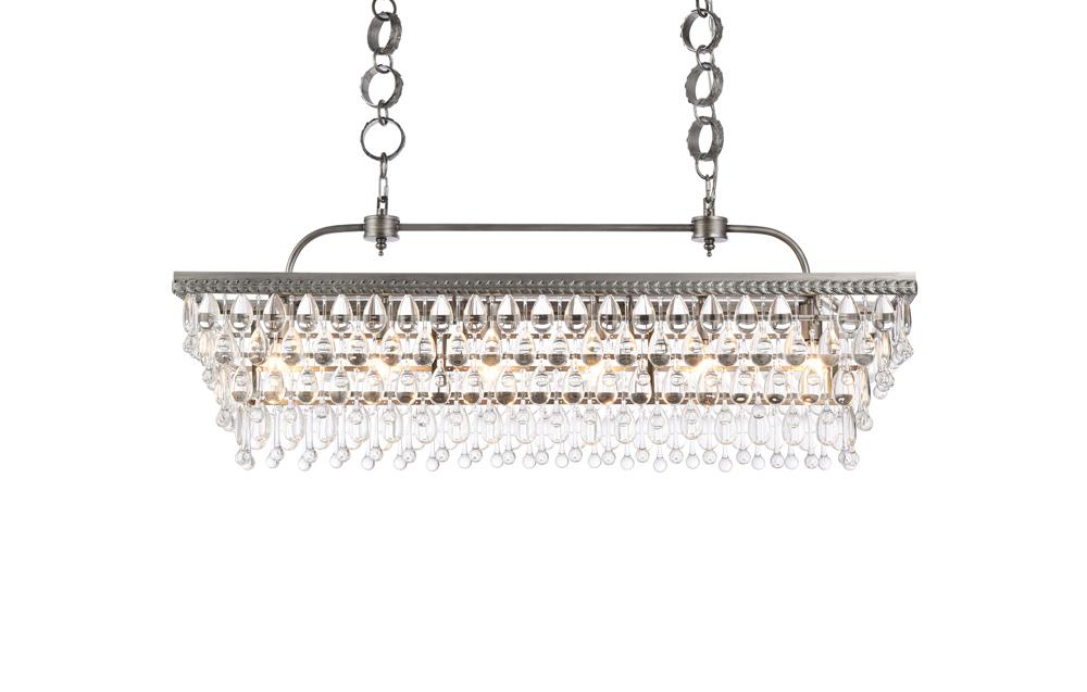 Elegant Furniture & Lighting - Nordic 40 inch rectangle pendant in antique silver - 1219G40AS veiw 1