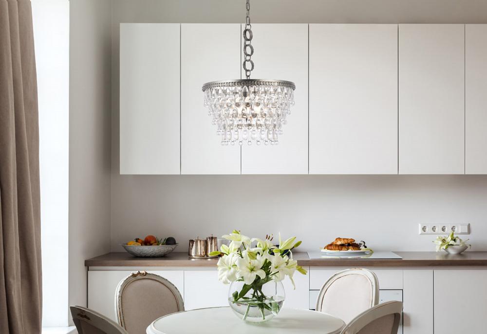 Elegant Furniture & Lighting - Nordic 5 light antique silver Pendant Clear Royal Cut Crystal - 1219D19AS/RC veiw 1