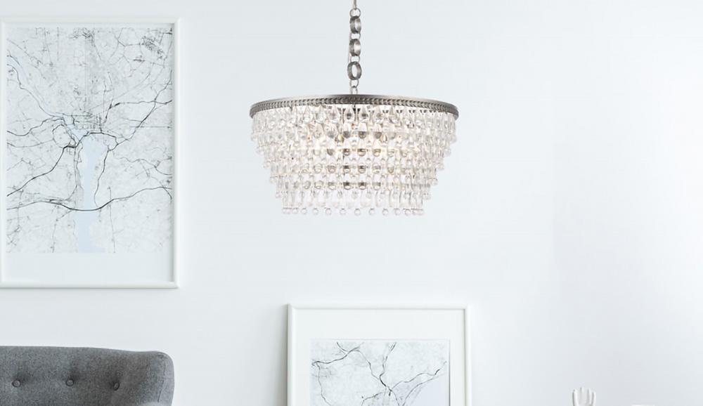 Elegant Furniture & Lighting - Nordic 6 light antique silver Chandelier Clear Royal Cut Crystal - 1219D28AS/RC veiw 1