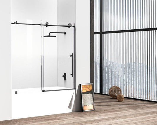 Elegant Furniture & Lighting - Orlando Frameless tub door 60 x 60 Matte Black - TD111-6060MBK veiw 2