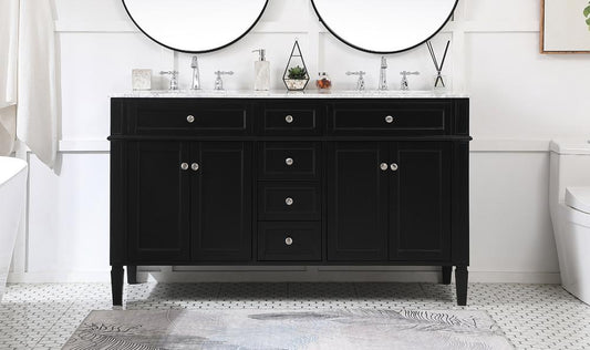 Elegant Furniture & Lighting - Park Avenue 60 inch double bathroom vanity in Black - VF12560DBK veiw 2