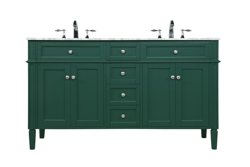 Elegant Furniture & Lighting - Park Avenue 60 inch double bathroom vanity in green - VF12560DGN veiw 1