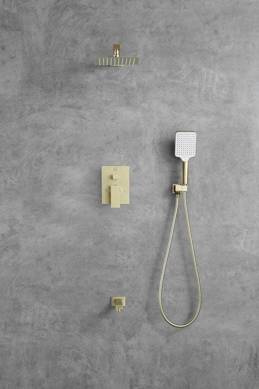 Elegant Furniture & Lighting - Petar Complete Shower and Tub Faucet with Rough-in Valve in Brushed Gold - FAS-9004BGD veiw 2