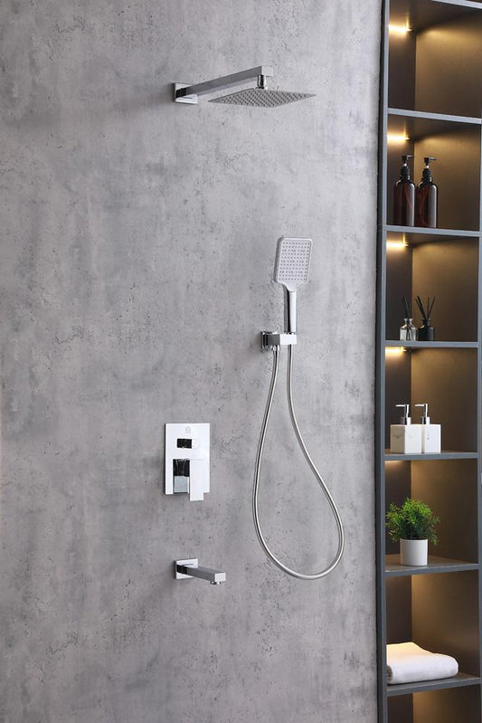 Elegant Furniture & Lighting - Petar Complete Shower and Tub Faucet with Rough-in Valve in Chrome - FAS-9004PCH veiw 2