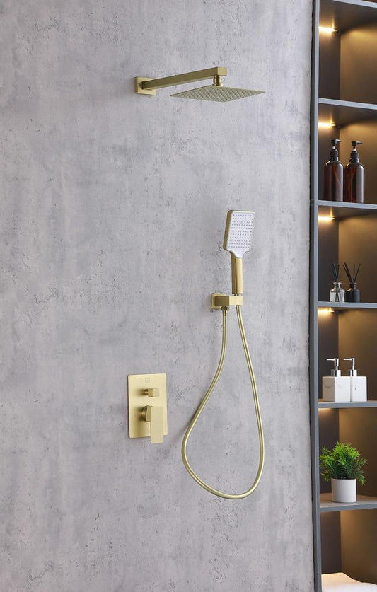 Elegant Furniture & Lighting - Petar Complete Shower Faucet System with Rough-in Valve in Brushed Gold - FAS-9003BGD veiw 2
